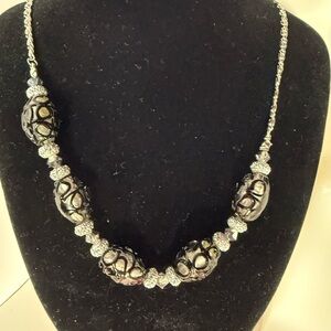 Handmade black and silver necklace